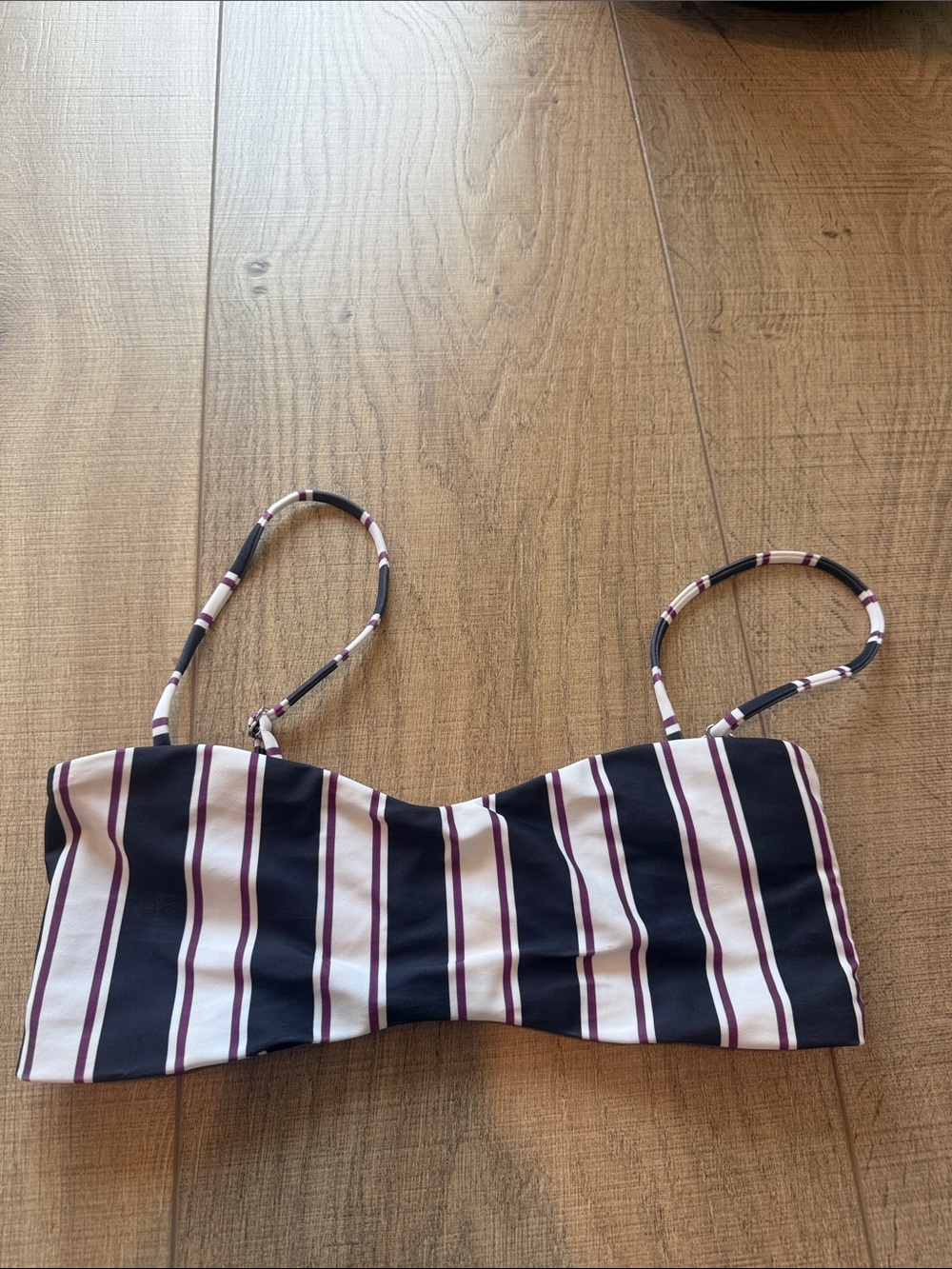 Striped Navy and White Swim Top